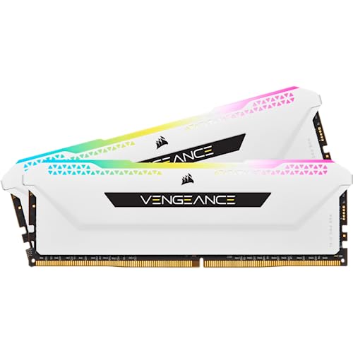 Corsair VENGEANCE RGB PRO SL DDR4 32GB (2x16GB) 3600MHz CL18 Intel XMP 2.0 AMD Ryzen iCUE Compatible Computer Memory - White (CMH32GX4M2D3600C18W) - 3600 MHz - 32GB (2x16GB) - White