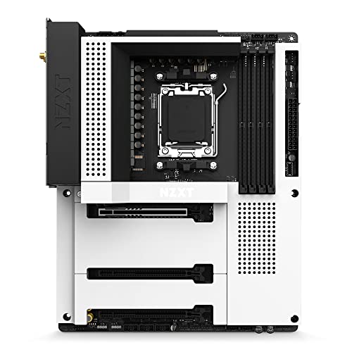 NZXT N7 B650E - N7-B65XT-W1 - AMD B650 chipset (Supports AMD 7000 Series CPUs) - ATX Gaming Motherboard - Integrated Rear I/O Shield - Wifi 6 connectivity - White - White