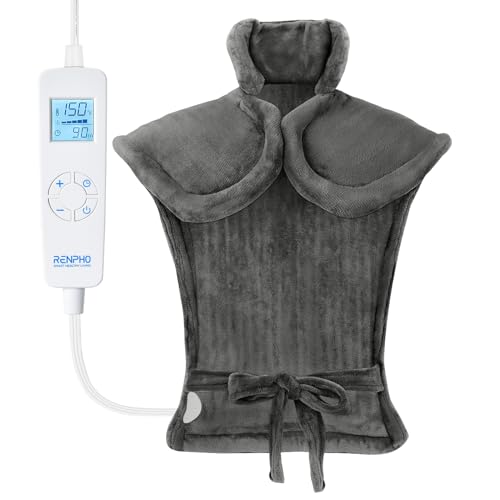 RENPHO Heating Pad for Back Pain Relief, Birthday Christmas Gifts for Women Men Mom Dad, FSA HSA Eligible, Electric Heat Pad for Neck and Shoulders, Auto Shut Off, ETL Certified, Large 24"x33", Gray - 24"x33" - A-gray