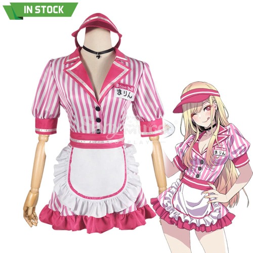 【In Stock】Anime My Dress Up Darling Cosplay Waitress Kitagawa Marin Cosplay Costume - XL