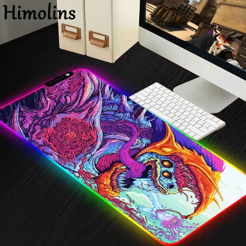 Himolins-alfombrilla de ratón de superficie RGB para Gaming, grande, con luz LED, Xxl, CS GO Hyper Beast