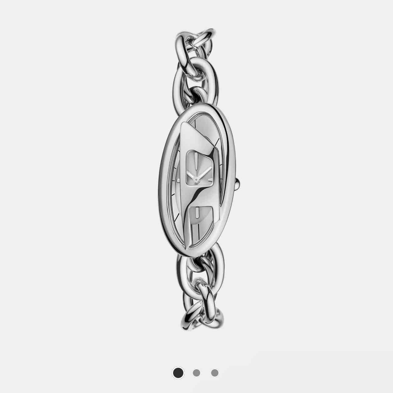 Diesel D-era two-hand stainless steel watch in silver