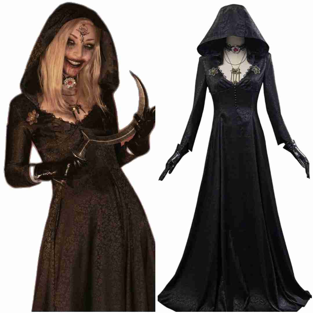 Taeyue Halloween Karneval Mittelalter Kapuzenkleid Cosplay Kostüm Outfits Halloween Anzüge Damen Schwarz