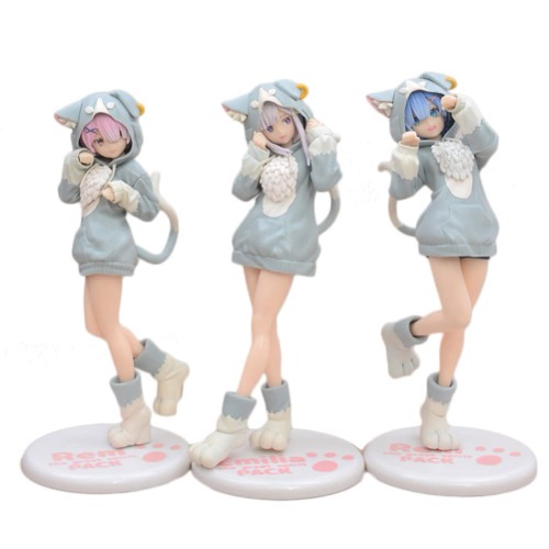 Jilijia Re Zero animefigur Rem Ram Emilia-figur PVC actionfigur modell staty leksaker docka ornament dekoration gåva figur docka - 20cm - 3 st/set
