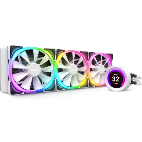 NZXT Kraken Z73 RGB 360mm - RL-KRZ73-RW - AIO RGB CPU Liquid Cooler - Customizable LCD Display - Improved Pump - RGB Connector - AER RGB 2 120mm Radiator Fans (3 Included) - White