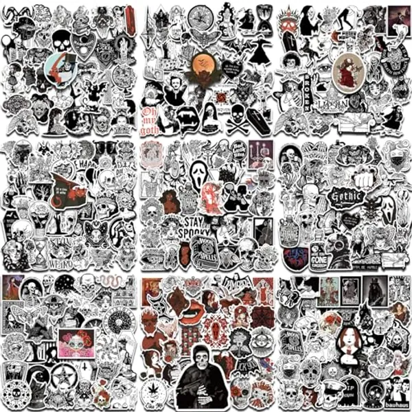 300 PCS Cool Gothic Stickers Pack for Teens, Vinyl Punk Gothic Stickers for Water Bottle, Skateboard,Laptops,Computers,Mug, Notebook, Aesthetic Vinyl Decals for Teens, Adults