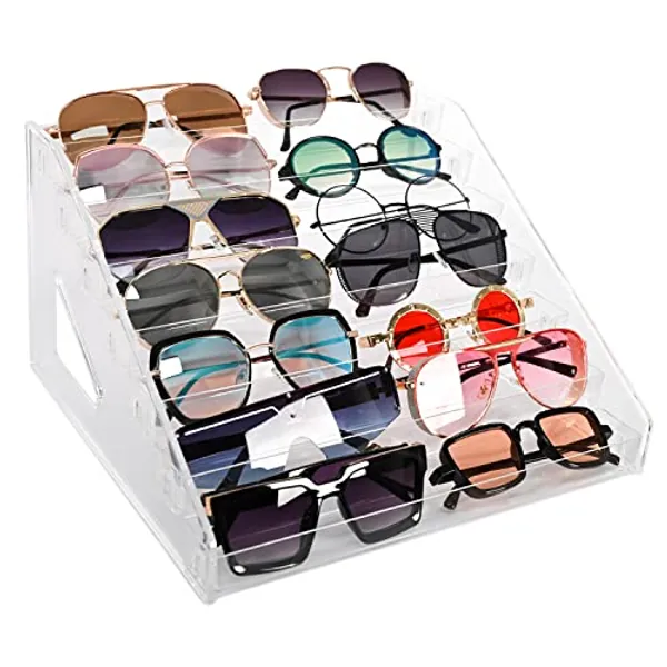 LoengMax Sunglasses Organizer - Clear Eyeglasses Display stand - Eyeglasses Storage - For Glasses Tabletop Holder Stand(7 Layer)