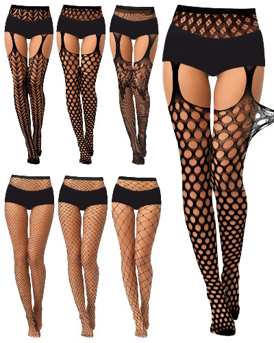 6 Pairs Women Fishnet Stockings Thigh High Stockings Garter Stockings Suspender Pantyhose Stocking Women Lingerie