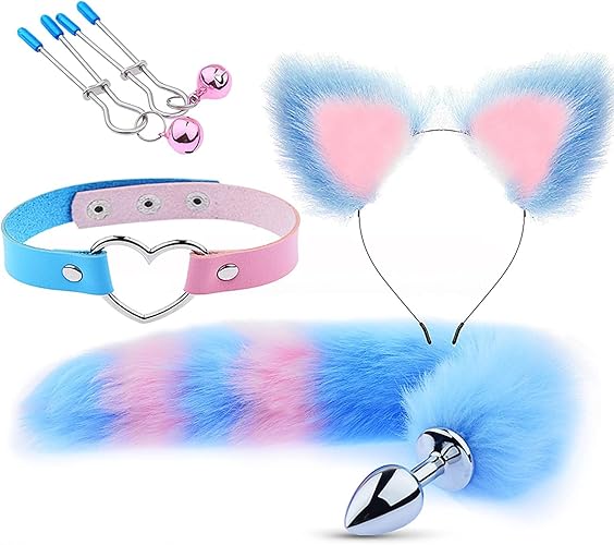 Anal Plug Butt Plug, 5Pcs/Set Sex Fox Tail Anales Toys Butt Plugs Anal Toy Plug Sex Toys for Women Man Beginners Adult Couples - E