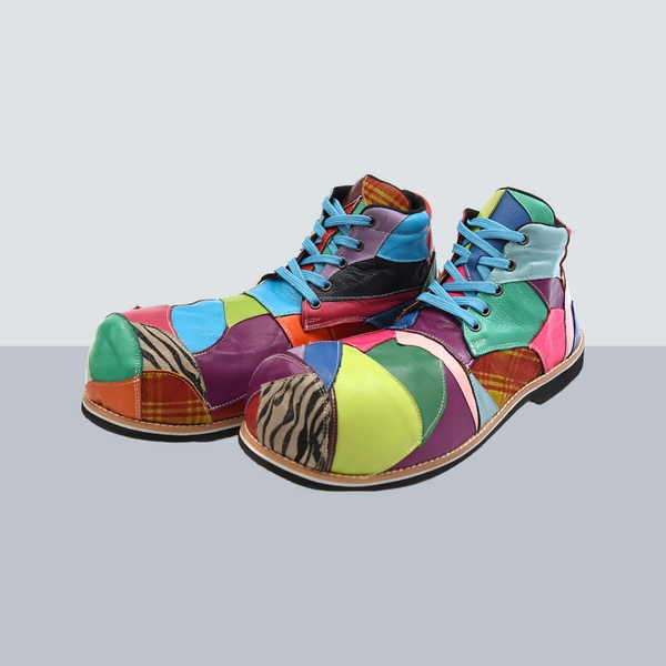 Patchwork Boot-Style Clown Shoe