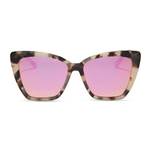 BECKY II - CREAM TORTOISE + PINK MIRROR SUNGLASSES | Default Title