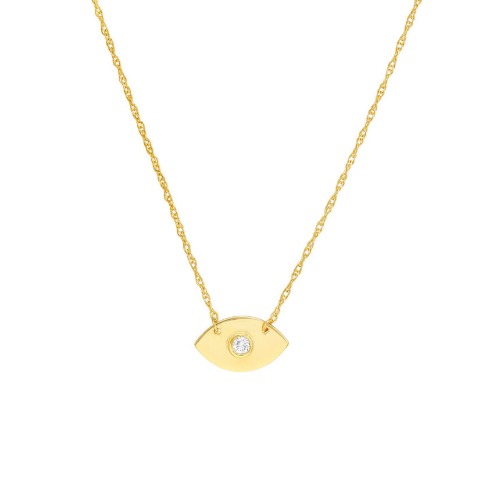 Modern Evil Eye Necklace - 14K Yellow Gold