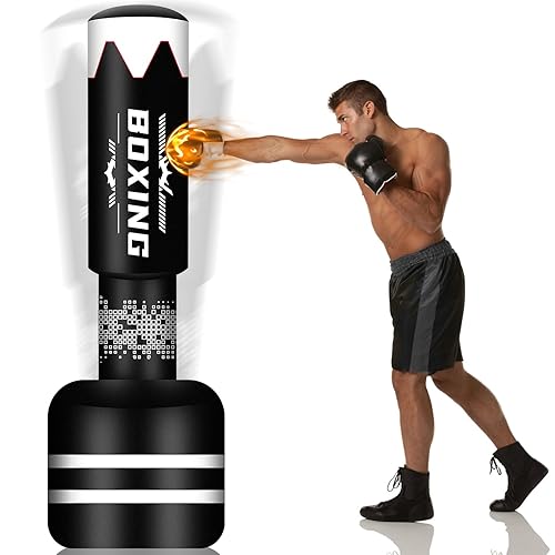 YORWHIN 71'' Standing Punching Bag for Adults, Heavy Bag Boxing Bag with Stand Upgrated Raise Base Kicking Bag Muay Thai Bag for Training MMA Taekwondo Fitness, black