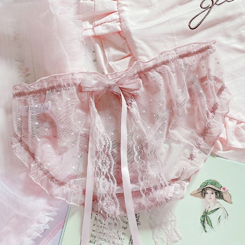Pink Satin Panties | Polkadot Mesh