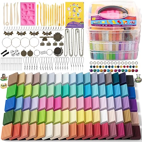Aestd-ST Polymer Clay Kits, 85 Colors Oven Bake Modeling Clay for Kids, Non-Sticky Molding Clay with Sculpting Tools and DIY Accessories, Holiday Gift for Children and Artists. - 85 Colors
