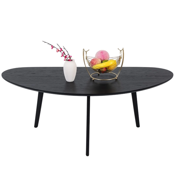 FIRMINANA Mid Century Modern Coffee Table,Large Oval Black Coffee Table for Living Room,Oval Small Mangotop Black Coffee Table for Small Spaces,Black-47.3" W x23.63 D x 17.72" H