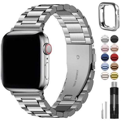 Fullmosa Compatibel met Apple Watch Band 38mm/40mm/41mm, roestvrijstalen horlogeband voor iWatch/Apple Watch SE/SE2, Series 8/7/6/5/4/3/2/1, 38mm/40mm/41mm Zilver - 38mm/40mm/41mm - Zilver