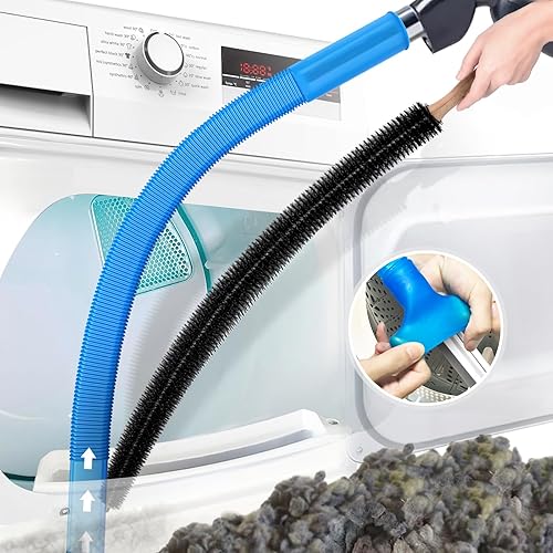 PetOde 2 Pieces Dryer Vent Cleaner Kit Compatible with All Vacuum Cleaner, Dryer Lint Brush and Vacuum Hose Attachment with Stretch Universal Connector, Quickly Lint Remover - Blue