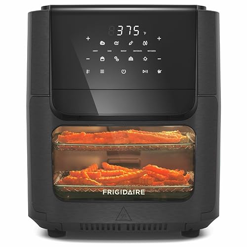 Frigidaire 5 in 1 Large Air Fryer Toaster Oven Combo - 12.6 Qt Total Capacity, 3.7 Qt Basket - 7 Preprogrammed Recipes, Airfryer Accessories Included, Black - 5-1 Air Fryer