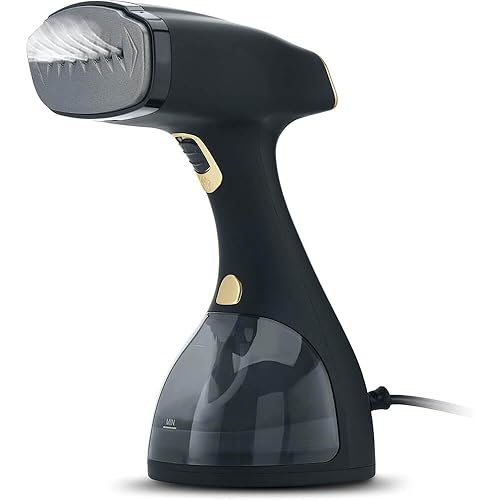 Electrolux Portable Handheld Garment and Fabric Steamer 1500 Watts, Quick Heat Ceramic Plate Steam Nozzle, 2 in 1 Fabric Wrinkle Remover and Clothing Iron, with Fabric, Lint Brush, and Steam Nozzle - Black