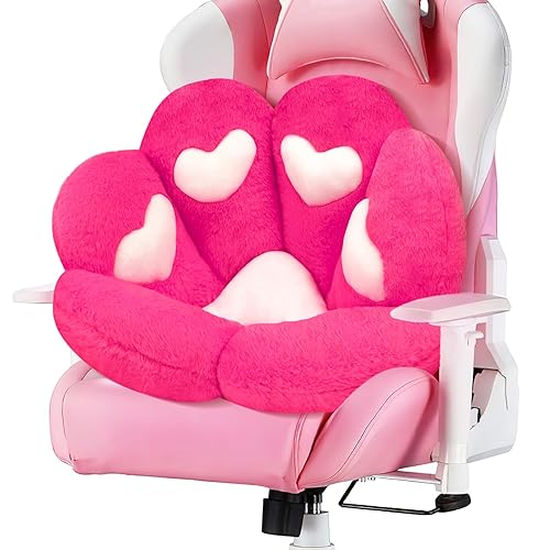 MOONBEEKI Cat Paw Cushion Chair Comfy Kawaii Chair Plush Seat Cushions Shape Lazy Pillow for Gamer Chair 28"x 24" Cozy Floor Cute Seat Kawaii for Girl Gift, Dining Room Bedroom Decorate (Deep Pink) - Red - 28 Inch