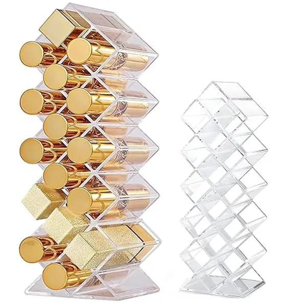 Lippenstift Organizer Box 16 Plätze Acryl Lippenstift Halter Lipstick Organizer，Makeup Organizer Aufbewahrung Transparent Plastik Lippenstiftständer Lipgloss Tower für Bad Waschtischplatte