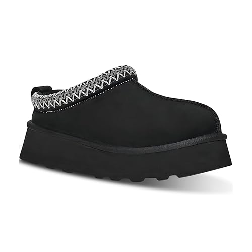 CCIMOK Women's Slippers Platform Mini Boots Short Ankle Boot Fur Fleece Lined Sneakers House slippers Anti-Slip Boot For Outdoor - 8 - Black