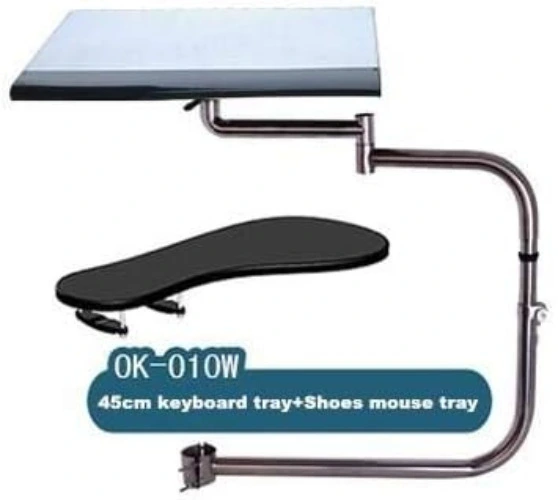 Computer Keyboard Stand Laptop Mouse Mount for Workstation Video Gaming, Installed to Chair or Any Round Bar with Maximum 1.96 inch Diagonal Thickness