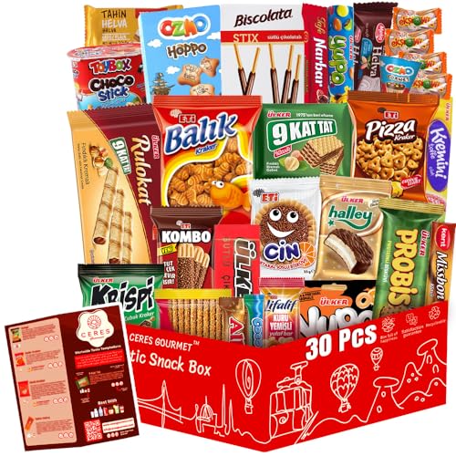 International Snack Box, 30 Pcs Premium Foreign Rare Snack Food Gifts with Suprise Item,European Snacks for Adults and Kids for Easter Day