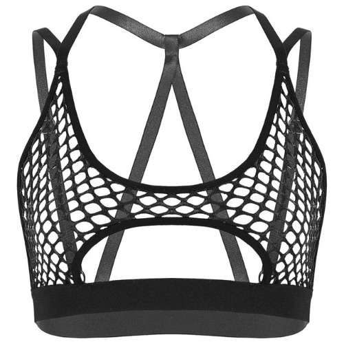 'Unborn' Fishnet Top - Black / XL