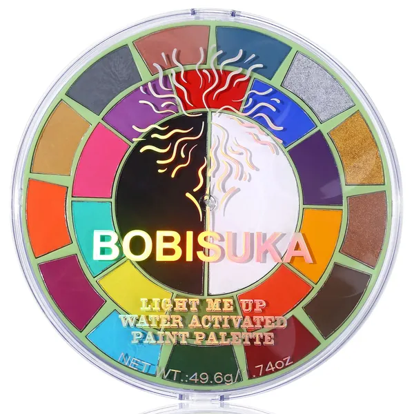 BOBISUKA Face Body Paint Palette - Water Activated 25 Colors Big Pan Black White Light Me Up Painting Pallet for Halloween Party Cosplay SFX Makeup - 