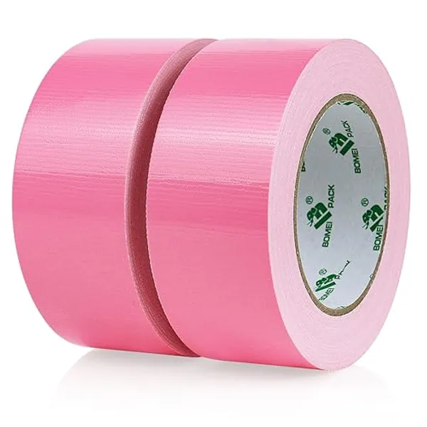 BOMEI PACK Rosa Panzertape Wasserfest 50 mm x 30 m - 2 Rollen Rosa Panzertape Gewebeklebeband - Gewebeband - Panzerband Extra Stark - Duct Tape - Wasserdichtes Klebeband - pink