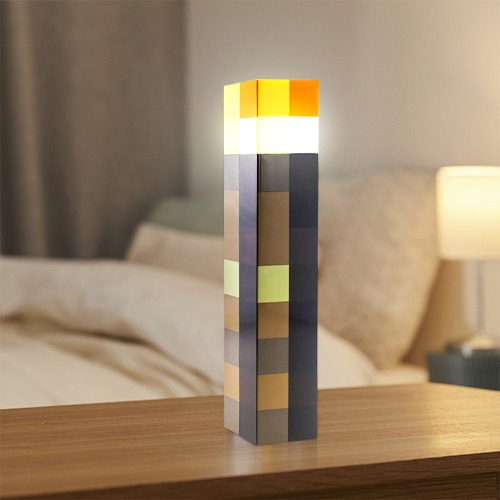 Linterna LED de piedra marrón de 11,5 pulgadas, sala de juegos para decoración de luces nocturnas, luz de mesa recargable por USB, regalos de cumpleaños para niños, lámparas de juego