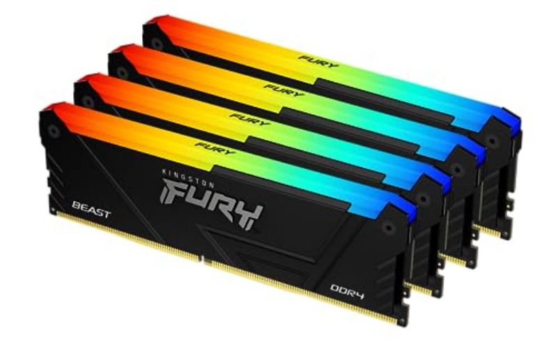 Kingston Fury Beast RGB 32GB 3200MT/s DDR4 CL16 DIMM (Kit of 4) Computer Memory KF432C16BB2AK4/32 - 32gb - Kit of 4 - 3200MT/s - 8Gbit