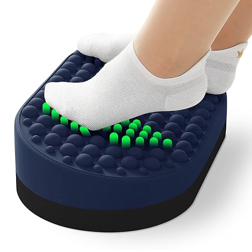 Dikdoc Foot Rest for Under Desk at Work, Home Office Foot Stool, Ottoman Foot Massager for Plantar Fasciitis Relief, Soft Silicone Footrests, Anti-Fatigue Fidget Toy (Blue) - Blue