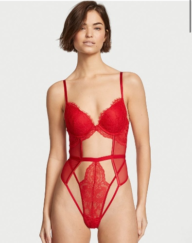 Push-Up Cutout Lace Teddy