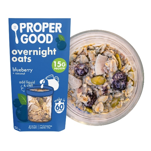 Blueberry Coconut Protein Overnight Oats