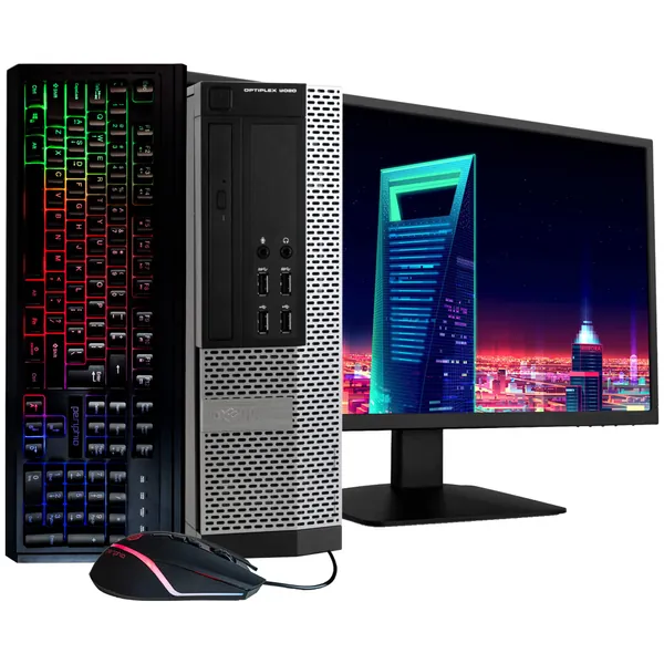 Dell Optiplex 9020 Desktop Computer PC, Intel Quad-Core i5, 500GB HDD Storage, 8GB DDR3 RAM, Windows 10 Pro, DVD, WiFi, 20in Monitor, RGB Productivity Bundle (Renewed) - 
