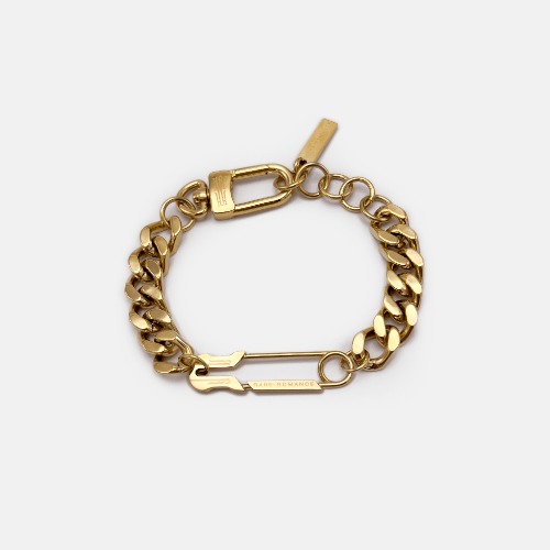SAFETY PIN CHUNKY CUBAN BRACELET | GOLD