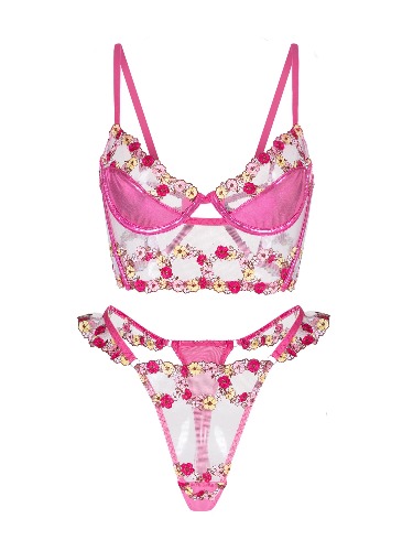 Amelia Petal Lingerie Set | PINK / S