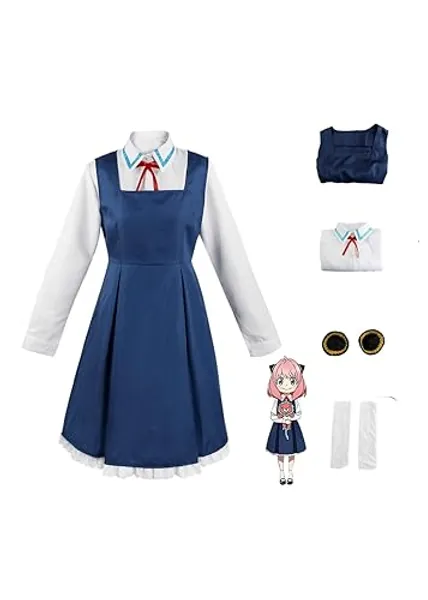 Bokerom Anime Spy X Family Anya Forger Cosplay Kostüm Kleider Halloween Party Uniform Outfits (Anya Forger,S)