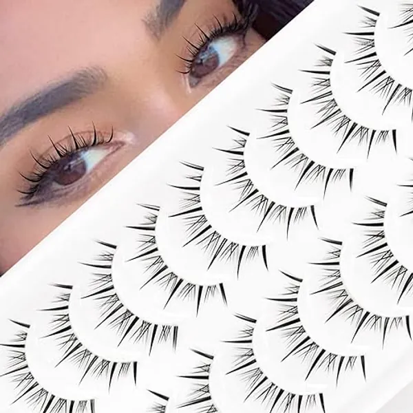 EMEDA Manga Wimpern 10 Paar Anime Falsche Wimpern Transparent Band Manga Lashes Japanische Manga-Wimpern Für Cosplay Fake Anime Eyelashes (EM 03)
