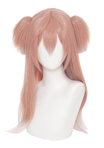 Spiel Cosplay Perücke Yanfei Cosplay Perücke Rosa Farbverlauf Haar Perücke mit Pony Lange Gerade Perücke mit Doppel Pferdeschwanz Clips Hitzebeständige Cosplay Show Perücken für Halloween (Yanfei) - Yanfei