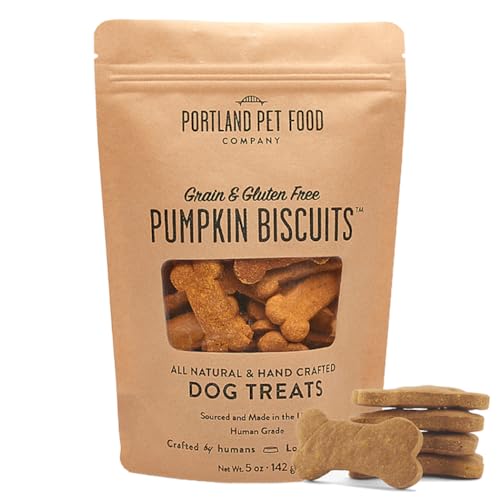 CRAFTED BY HUMANS LOVED BY DOGS Portland Pet Food Company Pumpkin Biscuit Dog Treats - Vegan, Gluten-Free, All Natural, Grain-Free, Human-Grade Ingredients, Made in The USA - 1-Pack (5 oz) - Pumpkin - 5 Ounce (Pack of 1)
