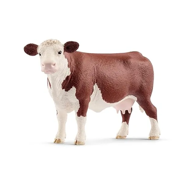 SCHLEICH 13867 Hereford cow Farm World Toy Figurine for children aged 3-8 Years, Brown