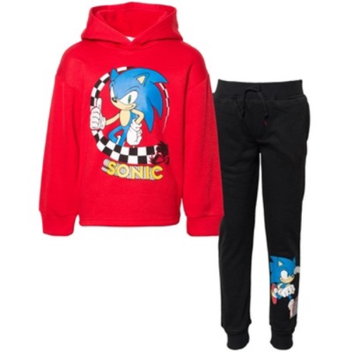 SEGA Sonic the Hedgehog 	Knuckles Tails Fleece Pullover Hoodie and Pants Outfit Set Toddler to Big Kid