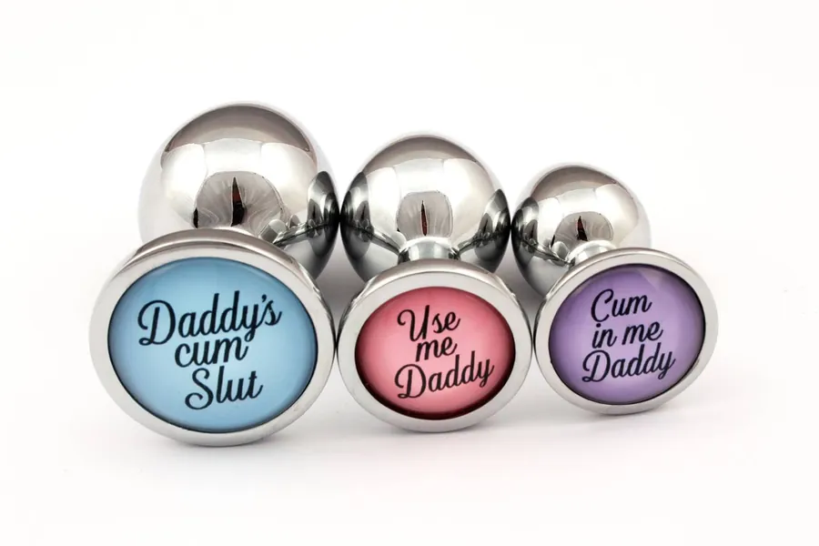 Butt plugs. Custom BDSM buttplugs available in a choice of bdsm/ ddlg phrases, sizes and colours Mature listing 18+
