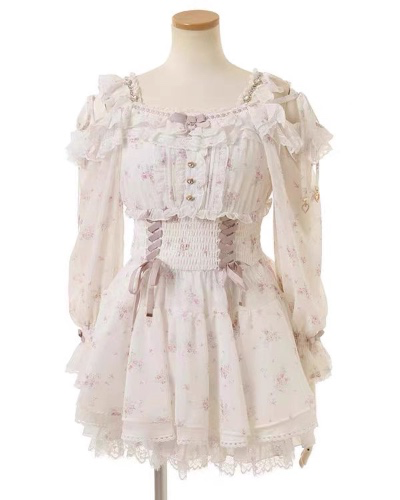 LIZLISA White x Pink Jiraikei dress