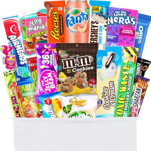 Amerikanische Süßigkeiten Box mit 24 Snacks – USA Süßigkeiten aus aller Welt - American Candy Box – Sweets Süssigkeiten Box aus Amerika