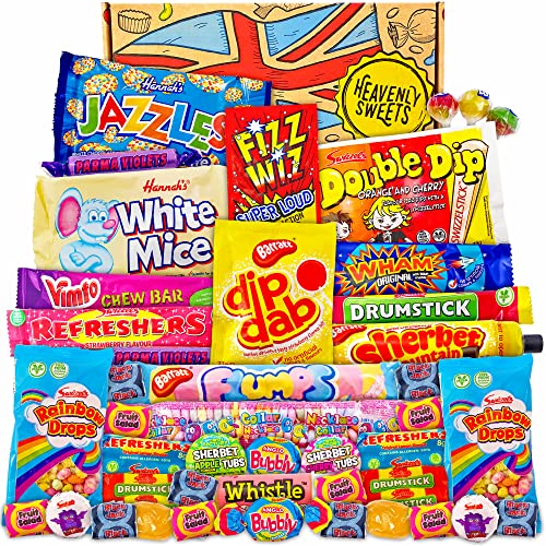 UK English Retro Sweets Gift Box - Britische Süssigkeiten Auswahl an Swizzels - Geschenkset mit Party-Candy - Adventskalender Süßigkeiten - Grosspackung Leckereien